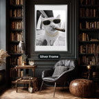White Cat Wearing Sunglasses With Cigar Canvas Wall Art