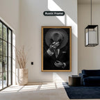 Faceless Man Holding Hat In Suit Canvas Wall Art, Large Vertical