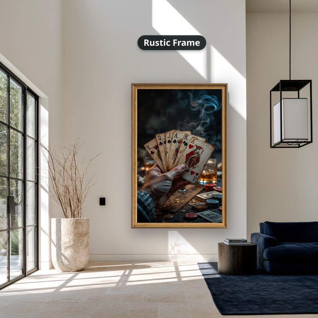 Playing Cards Fan In Smoky Casino Canvas Wall Art, Large Vertical