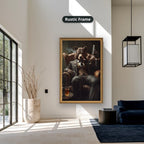 Bear Mob Boss In Armchair Canvas Wall Art, Large Vertical