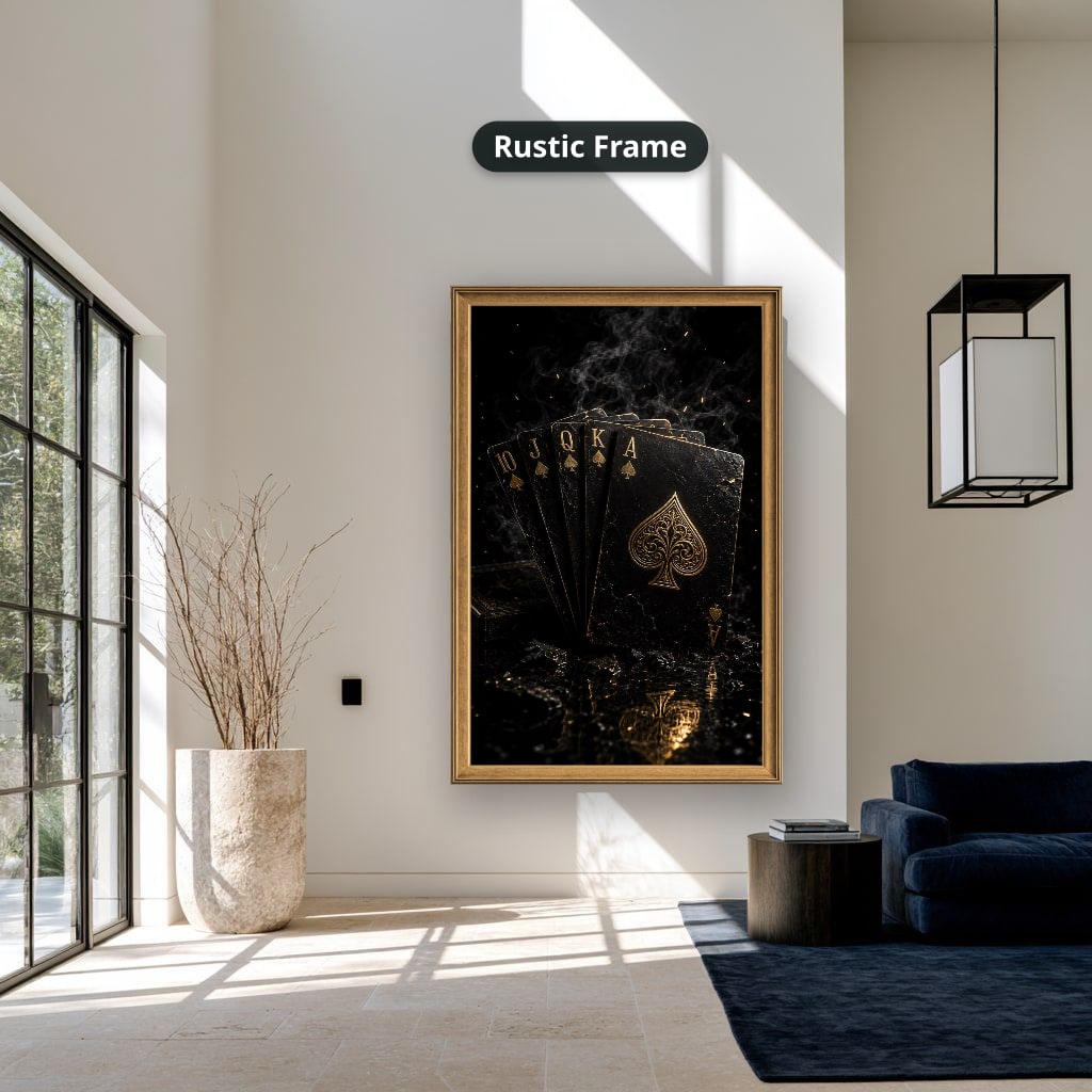 Vintage Playing Cards With Spade Canvas Wall Art, Large Vertical
