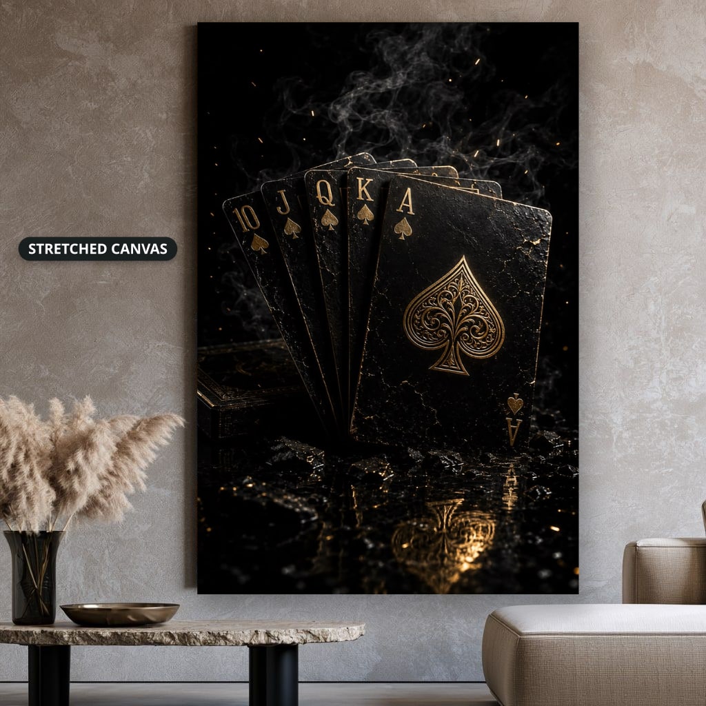 Vintage Playing Cards With Spade Canvas Wall Art, Large Vertical