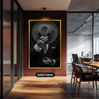 Faceless Man Holding Hat In Suit Canvas Wall Art, Large Vertical