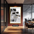 White Cat Wearing Sunglasses With Cigar Canvas Wall Art
