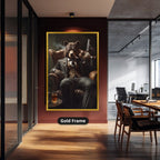 Bear Mob Boss In Armchair Canvas Wall Art, Large Vertical