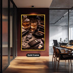 Whiskey Cigar And Luxury Desk Canvas Wall Art, Large Vertical