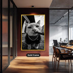 Cat Smoking Cigar In Street Canvas Wall Art, Large Vertical