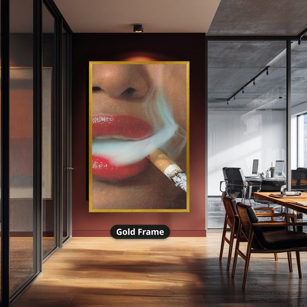 Woman Smoking Cigarette Close Up Canvas Wall Art, Large Vertical