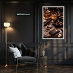 Whiskey Cigar And Luxury Desk Canvas Wall Art, Large Vertical