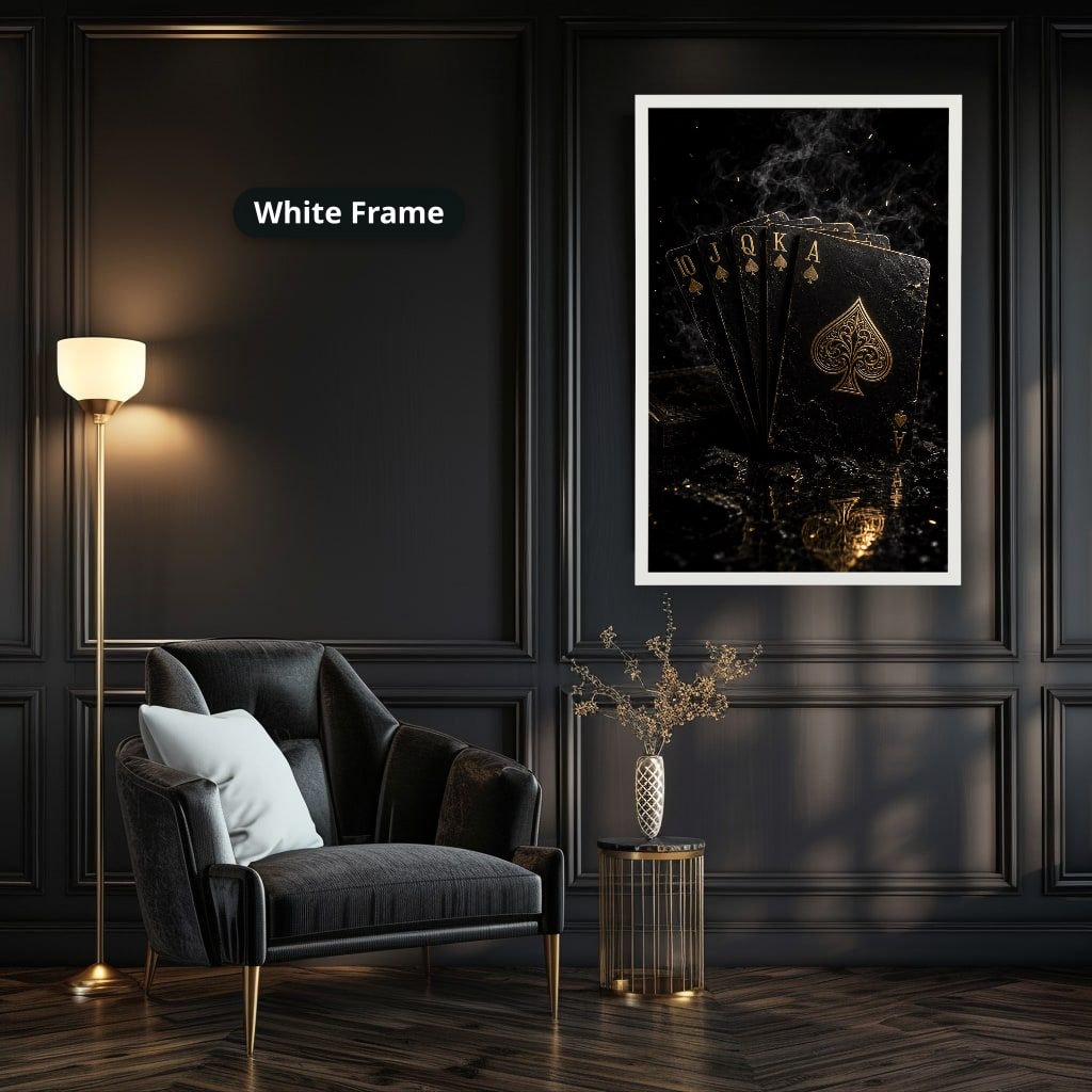 Vintage Playing Cards With Spade Canvas Wall Art, Large Vertical