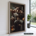 Bear Mob Boss In Armchair Canvas Wall Art, Large Vertical
