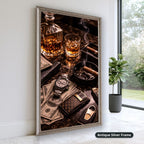 Whiskey Cigar And Luxury Desk Canvas Wall Art, Large Vertical