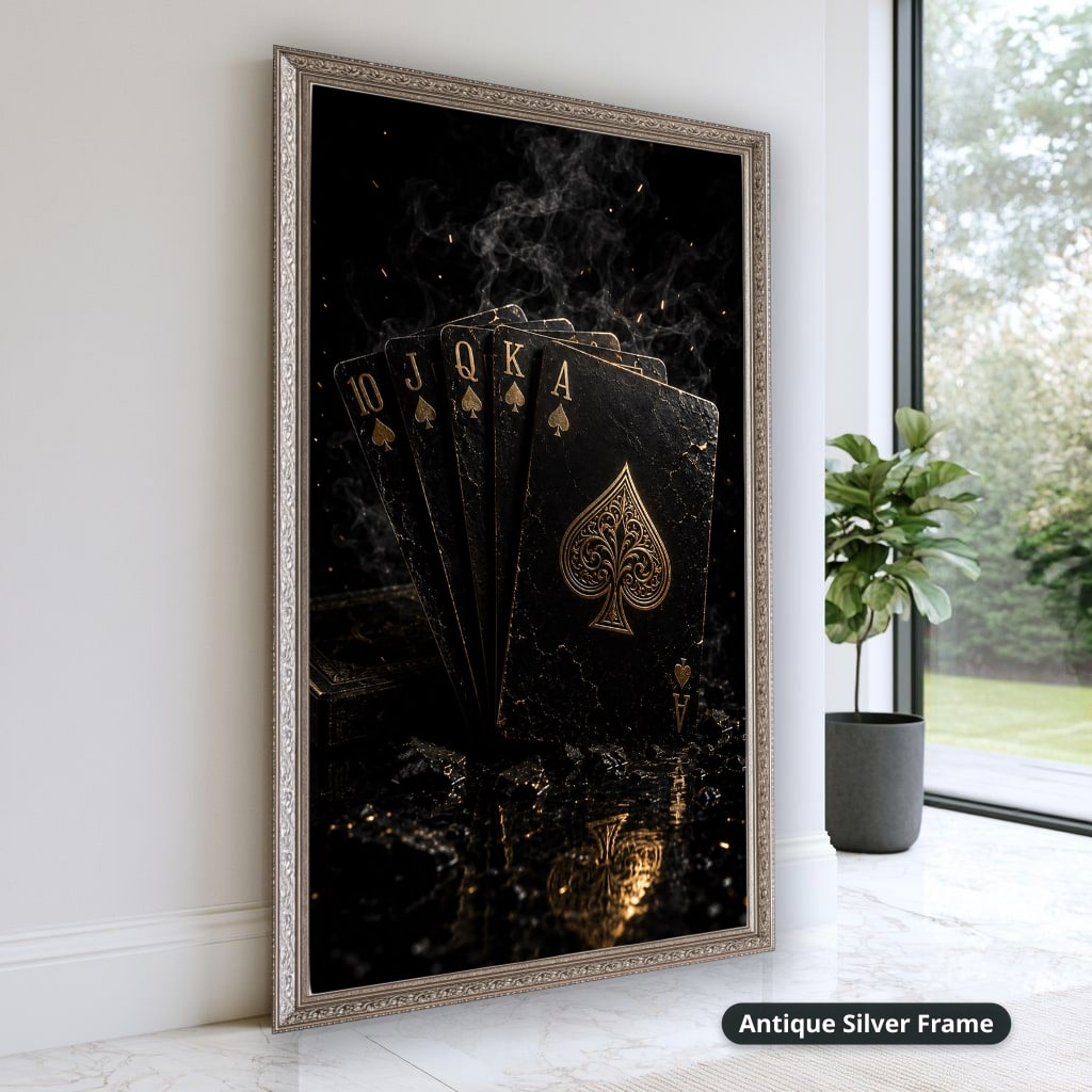 Vintage Playing Cards With Spade Canvas Wall Art, Large Vertical