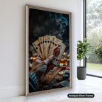 Playing Cards Fan In Smoky Casino Canvas Wall Art, Large Vertical