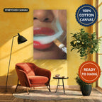 Woman Smoking Cigarette Close Up Canvas Wall Art, Large Vertical