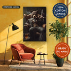 Bear Mob Boss In Armchair Canvas Wall Art, Large Vertical