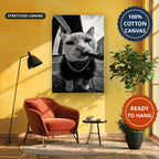 Cat Smoking Cigar In Street Canvas Wall Art, Large Vertical