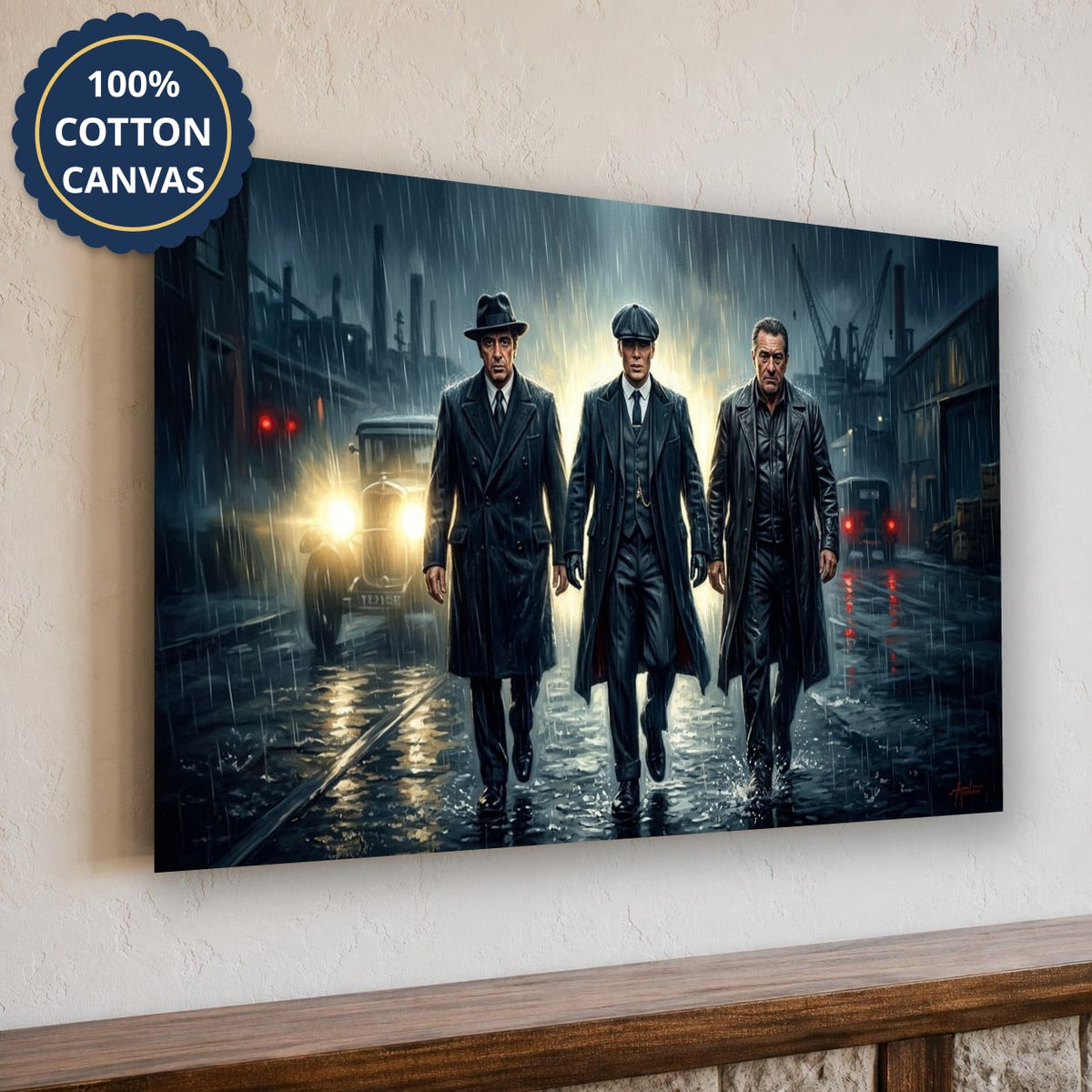 Gangster Canvas Wall Art, Mafia Wall Decor, Vintage Crime Scene Art