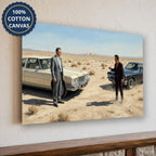 Gangster Canvas Wall Art, Mafia Scene Artwork, Vintage Cars Landscape