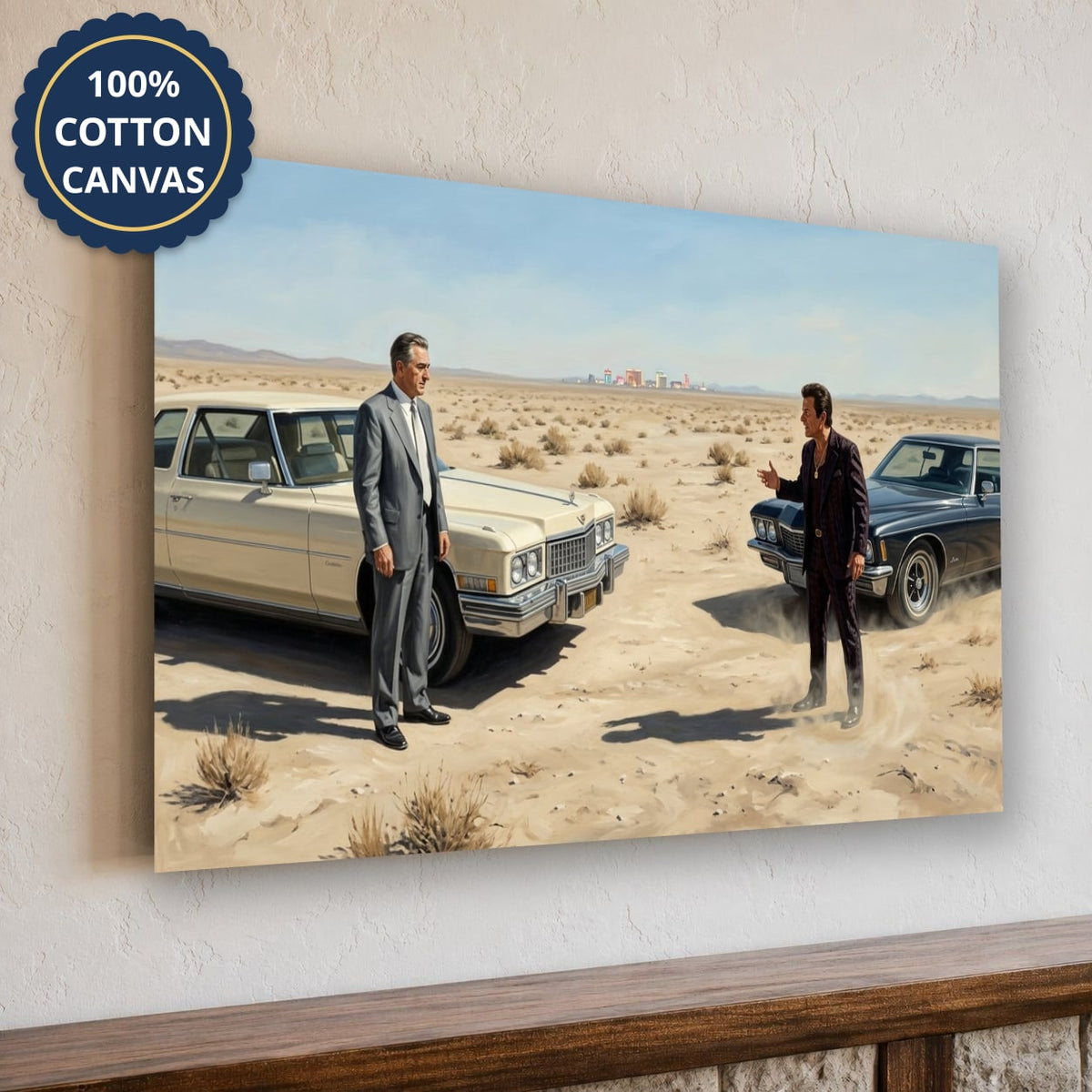 Gangster Canvas Wall Art, Mafia Scene Artwork, Vintage Cars Landscape