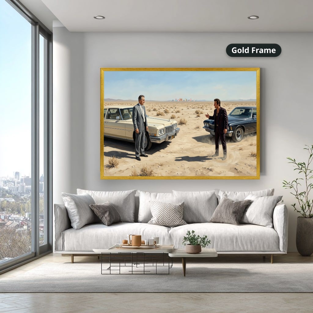 Gangster Canvas Wall Art, Mafia Scene Artwork, Vintage Cars Landscape
