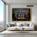 Mafia Dinner Scene Canvas Wall Art, Urban Skyline Wall Decor