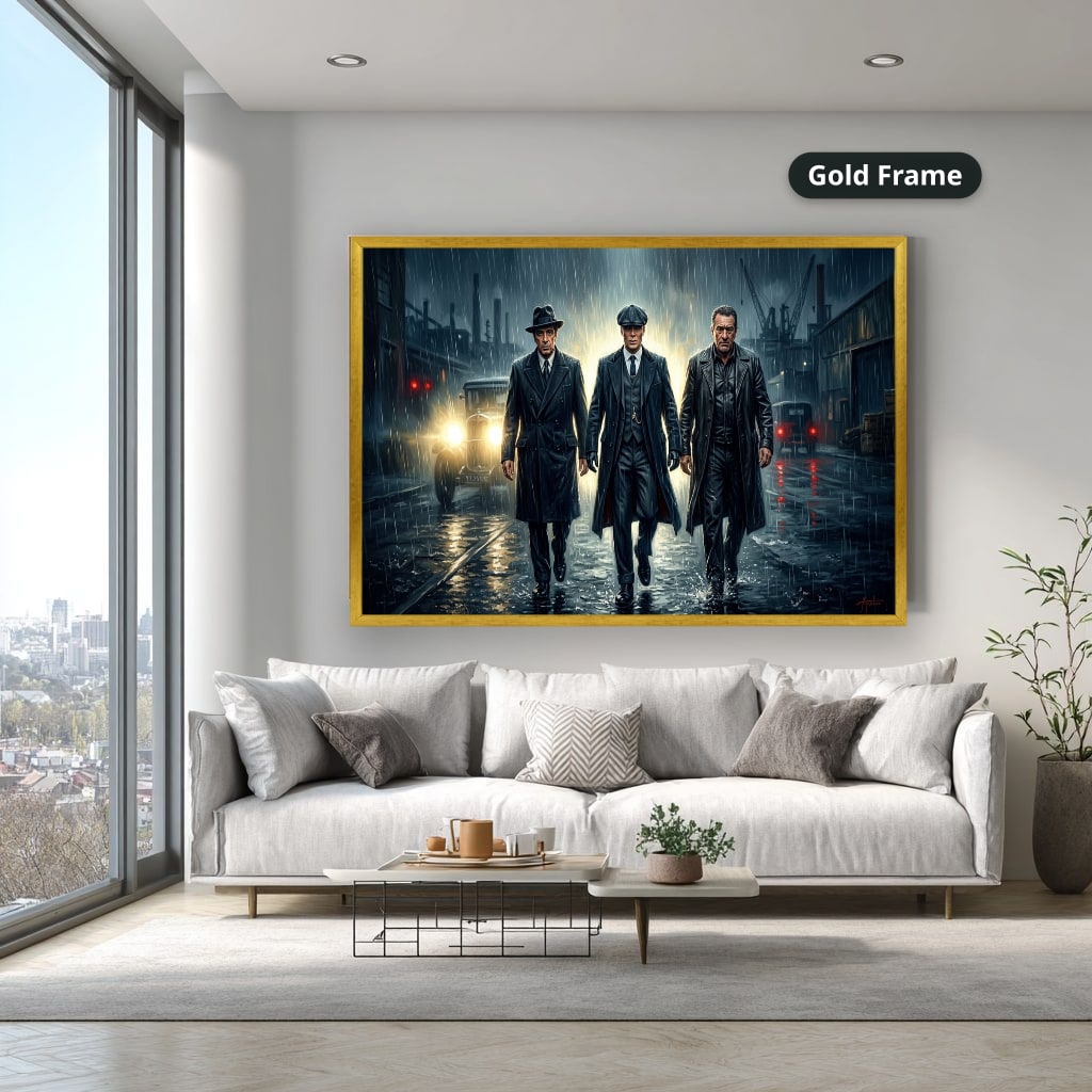 Gangster Canvas Wall Art, Mafia Wall Decor, Vintage Crime Scene Art