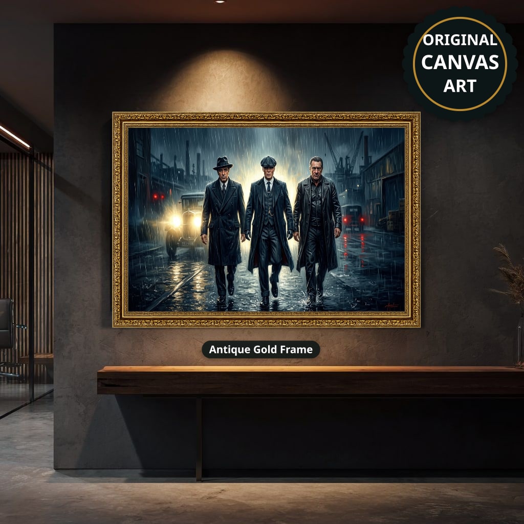 Gangster Canvas Wall Art, Mafia Wall Decor, Vintage Crime Scene Art