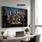 Mafia Dinner Scene Canvas Wall Art, Urban Skyline Wall Decor