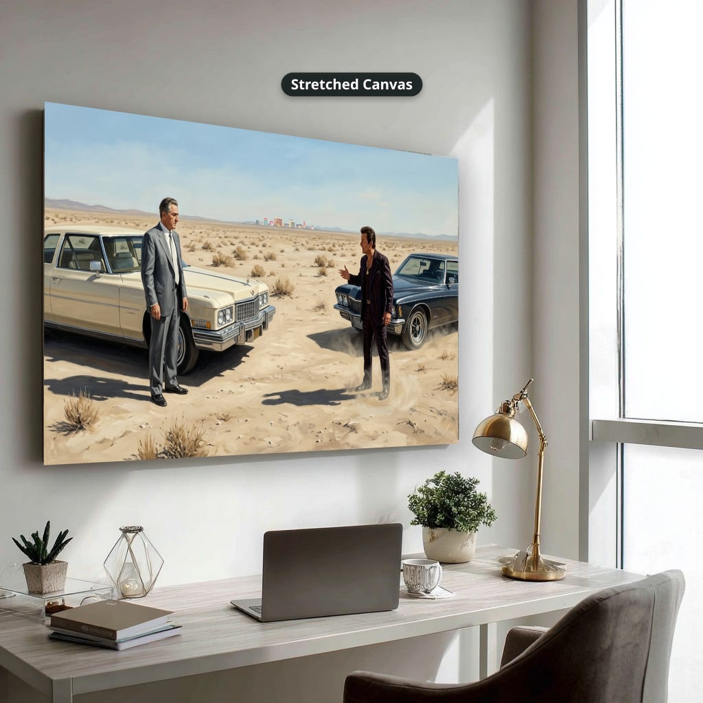 Gangster Canvas Wall Art, Mafia Scene Artwork, Vintage Cars Landscape