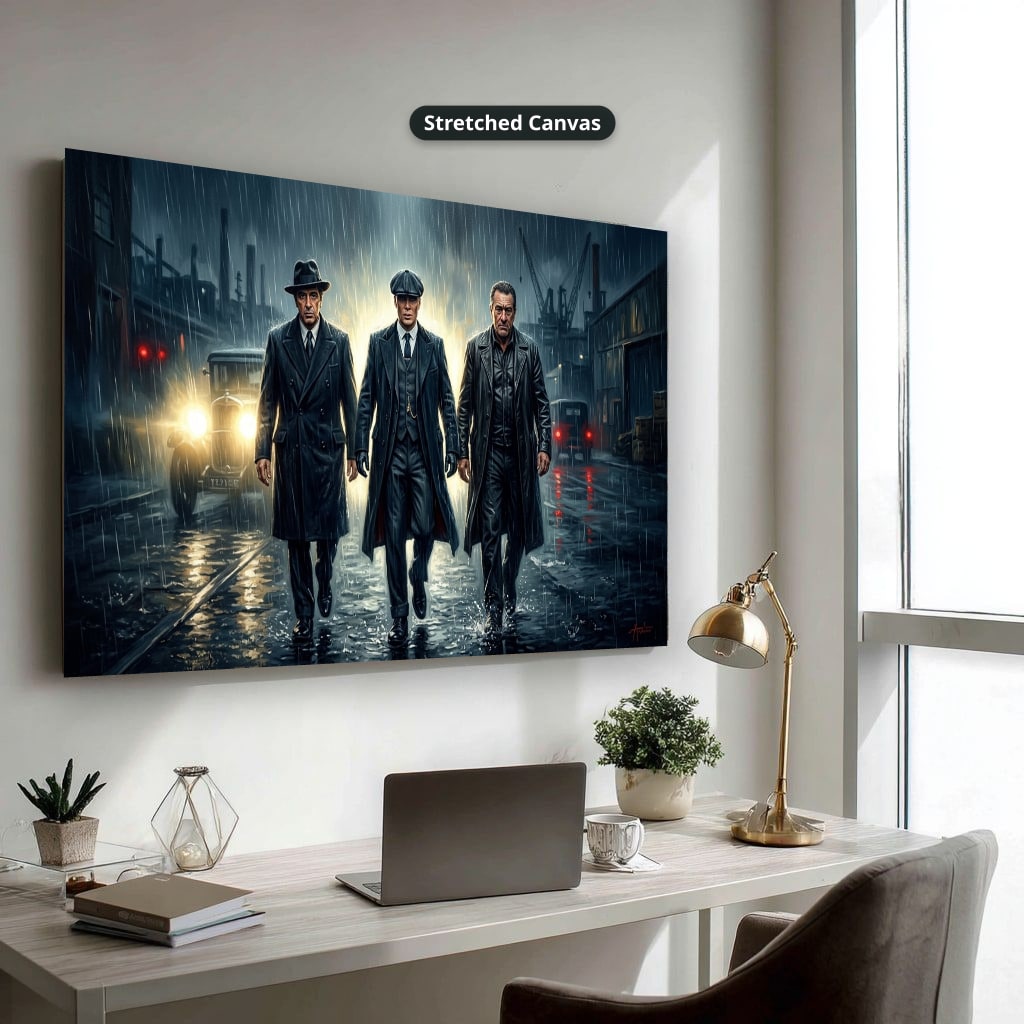 Gangster Canvas Wall Art, Mafia Wall Decor, Vintage Crime Scene Art