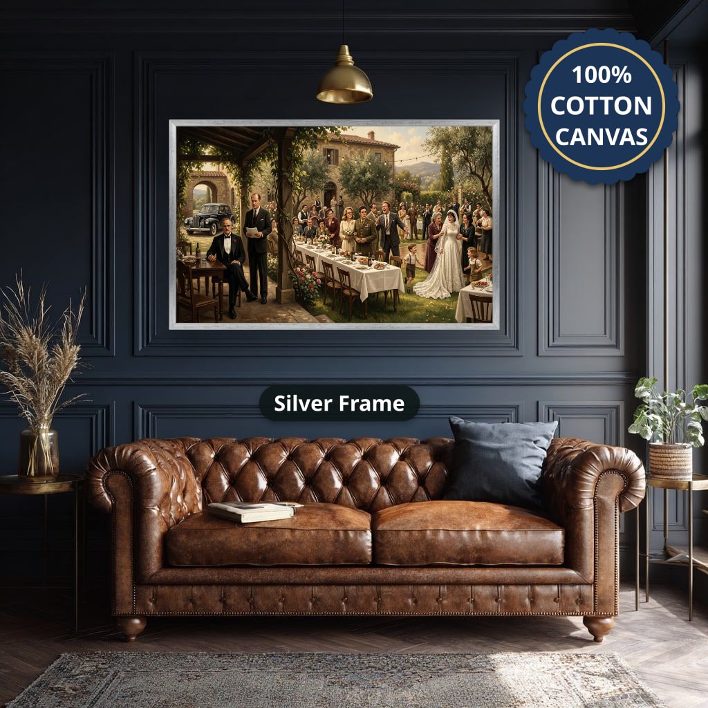 Gangster Wedding Scene Canvas Wall Art, Mafia Family Gathering