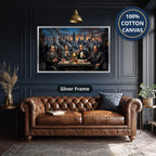 Mafia Dinner Scene Canvas Wall Art, Urban Skyline Wall Decor