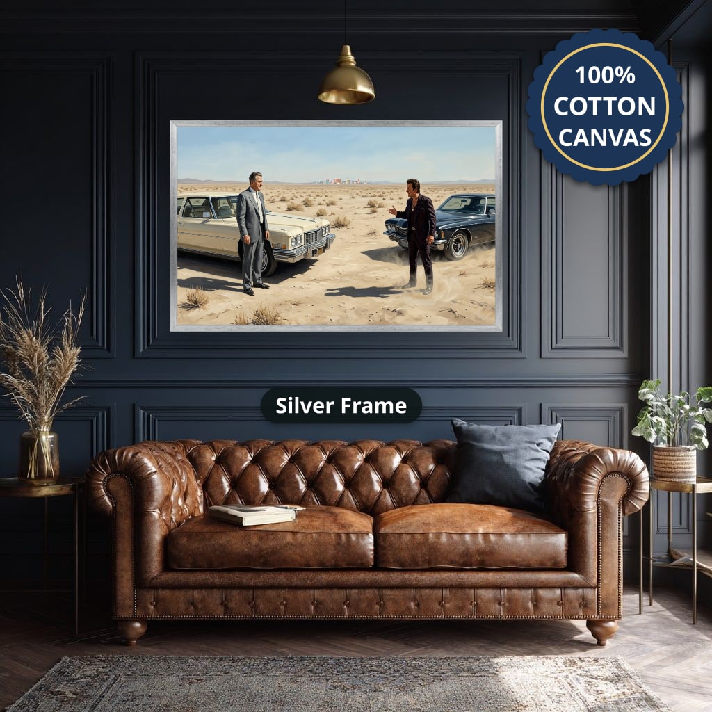 Gangster Canvas Wall Art, Mafia Scene Artwork, Vintage Cars Landscape