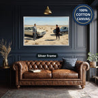 Gangster Canvas Wall Art, Mafia Scene Artwork, Vintage Cars Landscape