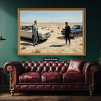 Gangster Canvas Wall Art, Mafia Scene Artwork, Vintage Cars Landscape