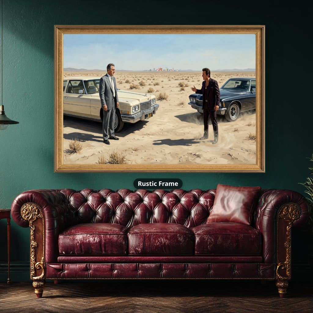 Gangster Canvas Wall Art, Mafia Scene Artwork, Vintage Cars Landscape