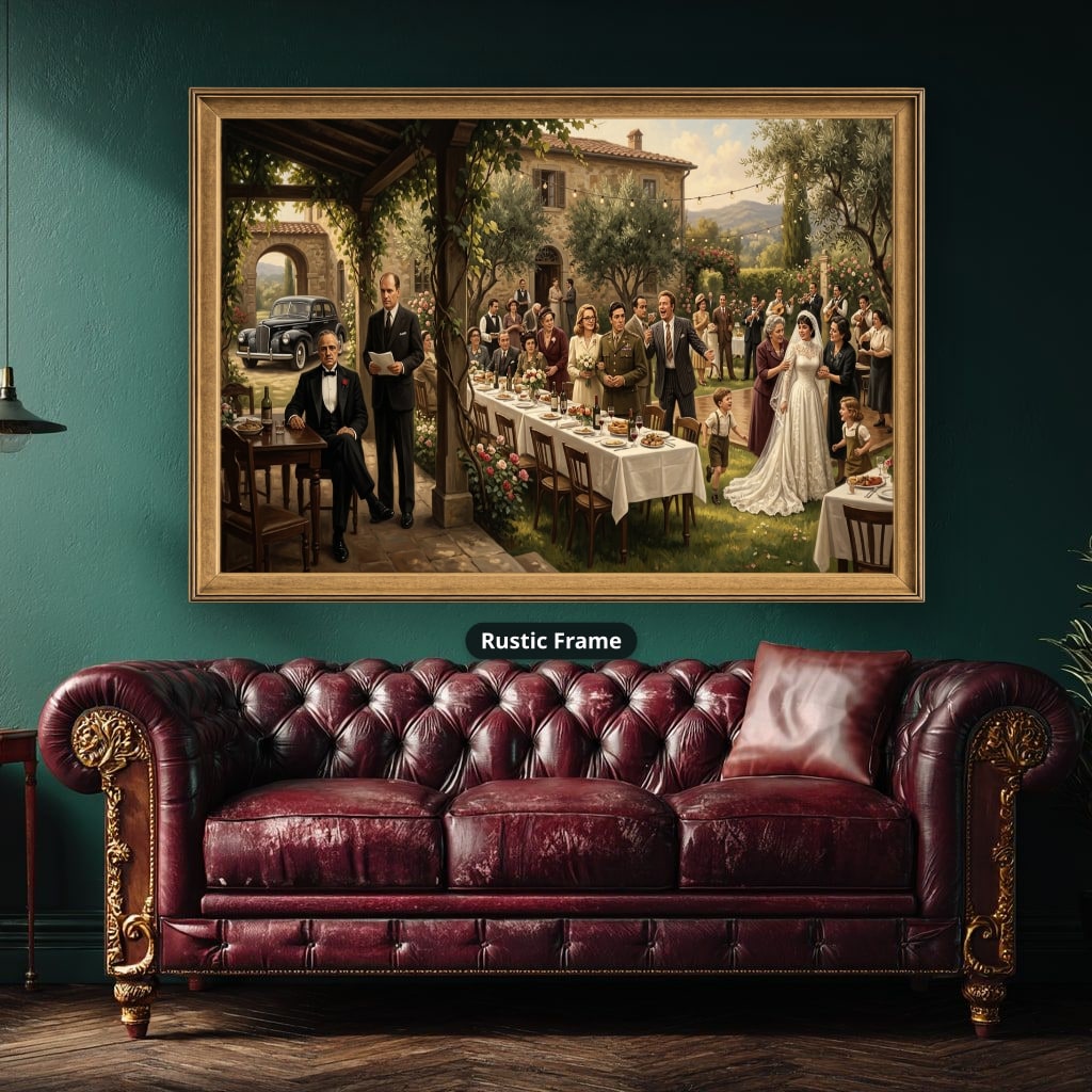 Gangster Wedding Scene Canvas Wall Art, Mafia Family Gathering