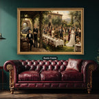 Gangster Wedding Scene Canvas Wall Art, Mafia Family Gathering