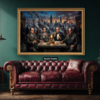 Mafia Dinner Scene Canvas Wall Art, Urban Skyline Wall Decor