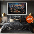 Mafia Dinner Scene Canvas Wall Art, Urban Skyline Wall Decor
