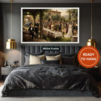 Gangster Wedding Scene Canvas Wall Art, Mafia Family Gathering