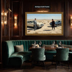 Gangster Canvas Wall Art, Mafia Scene Artwork, Vintage Cars Landscape