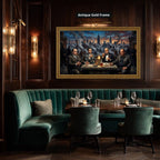 Mafia Dinner Scene Canvas Wall Art, Urban Skyline Wall Decor