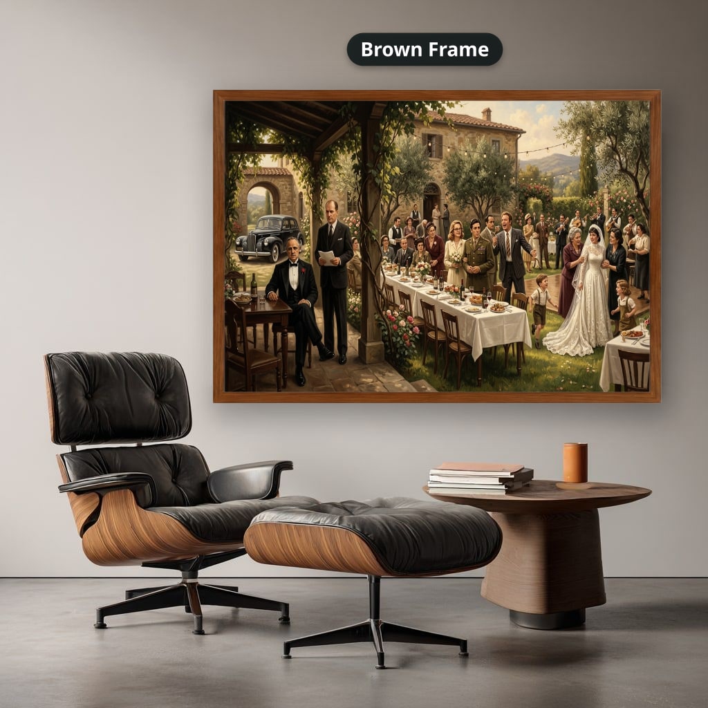 Gangster Wedding Scene Canvas Wall Art, Mafia Family Gathering