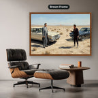 Gangster Canvas Wall Art, Mafia Scene Artwork, Vintage Cars Landscape