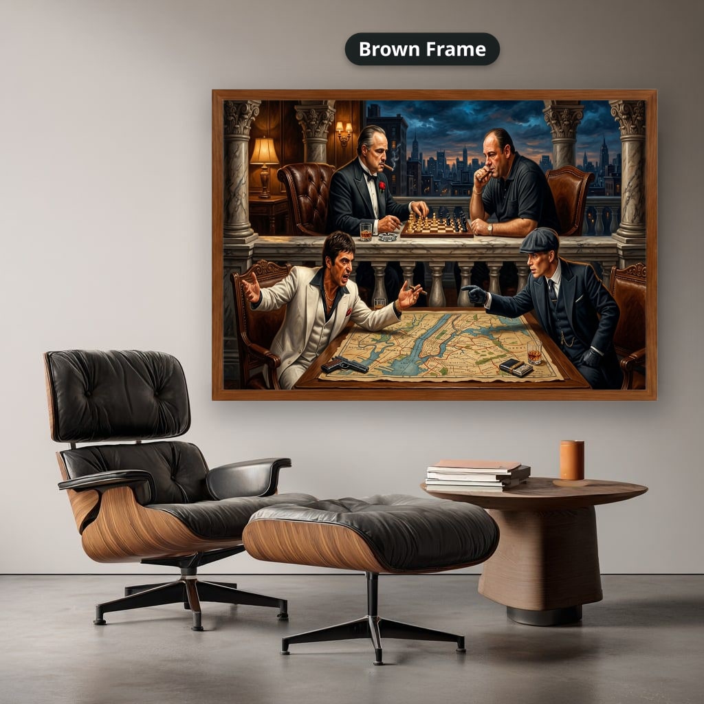 Gangster Canvas Wall Art, Mafia Themed Wall Decor, Chess Game Artwork