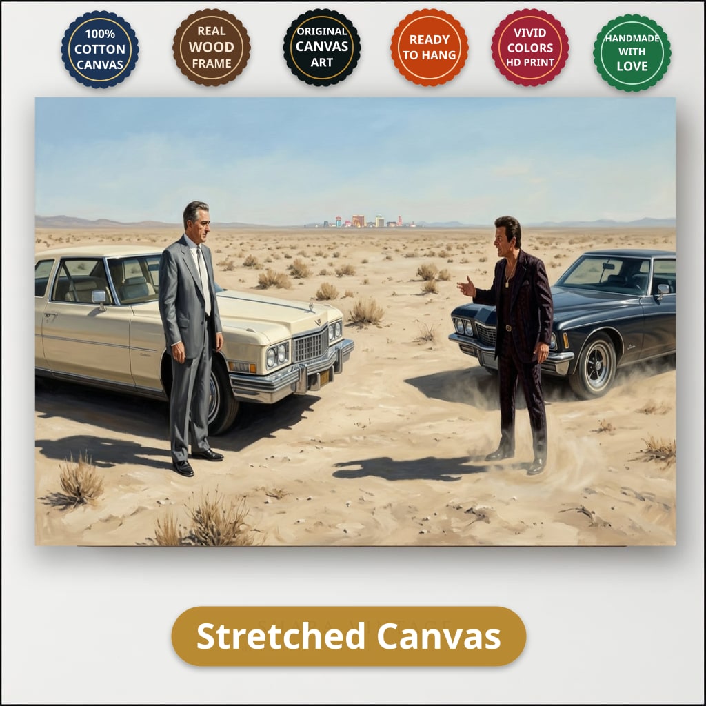 Gangster Canvas Wall Art, Mafia Scene Artwork, Vintage Cars Landscape