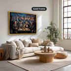 Mafia Dinner Scene Canvas Wall Art, Urban Skyline Wall Decor