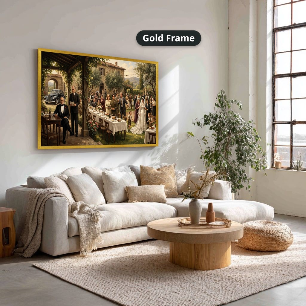 Gangster Wedding Scene Canvas Wall Art, Mafia Family Gathering